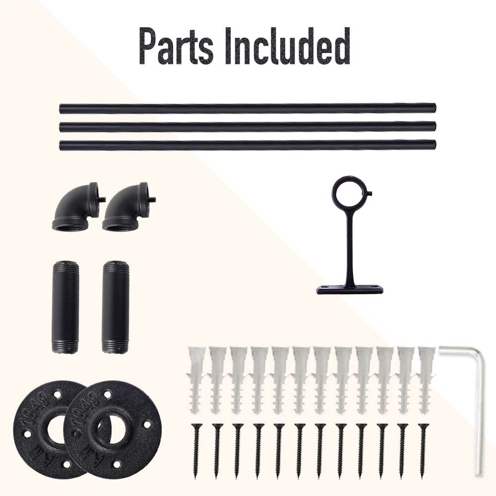 1 Inch Industrial Curtain Rod, Curtain Rods for Windows 66 to 120, Pipe