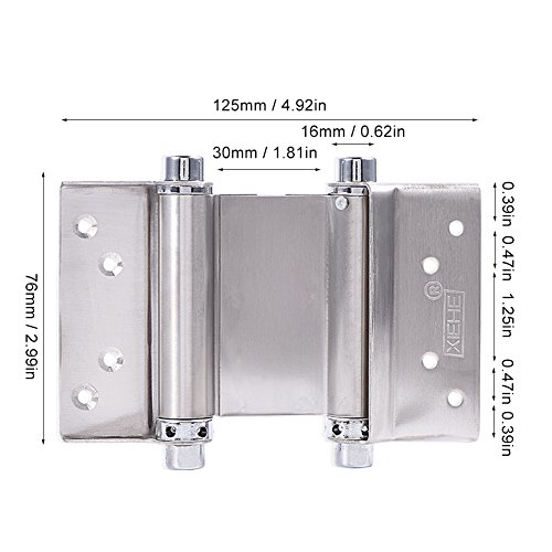 3 Inch Stainless Steel Double Action Spring Door Hinge For Saloon Cafe Door Shop Swing- Silver, 2Pcs #TOP2