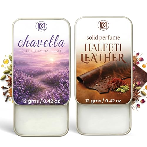 Image of Dr.Mashur Solid Perfume |Chavella&Halfeti leather Alcohol Free Wax Perfume Balm, Long Lasting | Pocket Tin 12g, Pack Of 2| Non Greasy Smooth Glide, Travel Friendly Unisex Gifts He Or Her