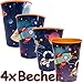 Produktbild Neu: 4X stabile Kunststoff-Becher * Weltraum & Astronaut * für Mottoparty und Kindergeburtstag | Space All Weltall Kinder Geburtstag Motto | Perfekt als Mitgebsel