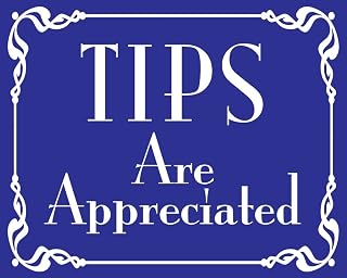 Blue: Tips are Appreciated Sticker (Business Vinyl Decals, Support Tipping Service Your Waiter, Barista for Tip Jars (3 x 4 inch)