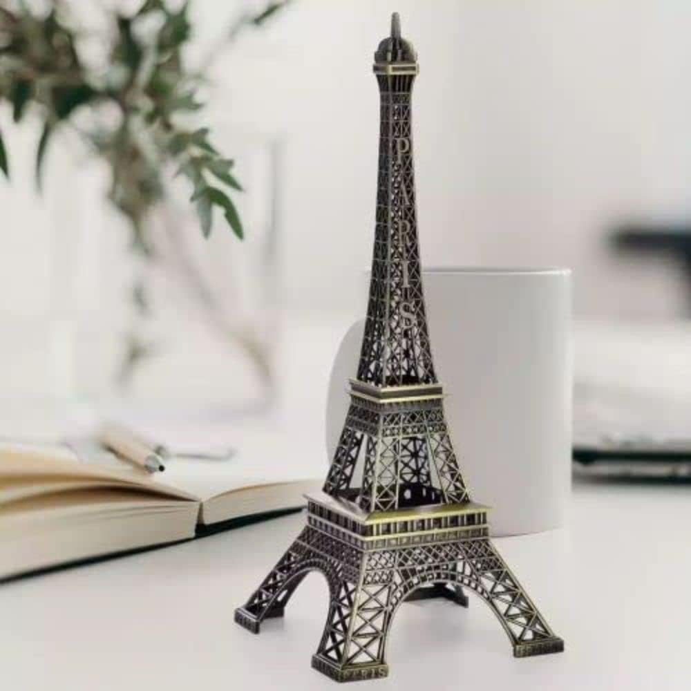 1 Piece Metal Eiffel Tower Antique Vintage Statue for Room, Office, Decorative Showpeice for Home, Desk Decor, Table Stand Holder (25 cm)
