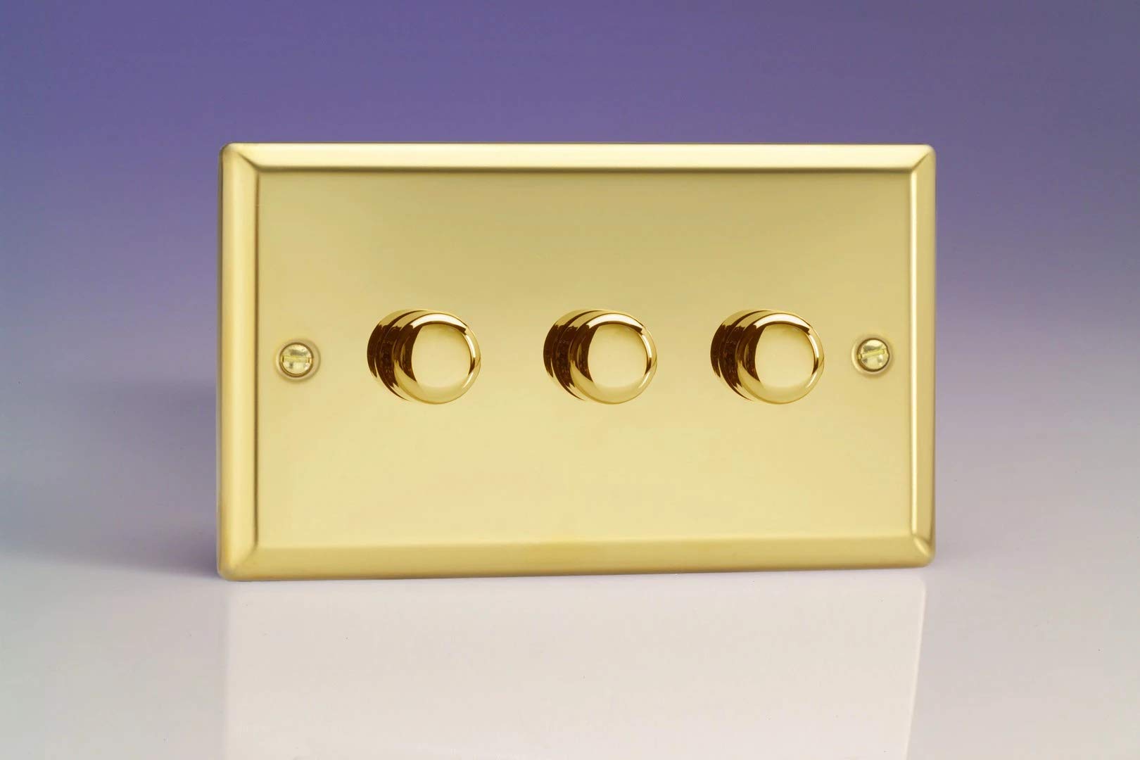 Varilight Triple V-Pro Rotary 2-Way Led Dimmer 3 X 0-120WClassic Victorian Brass With Polished Brass KnobJvdp303 from B&Q