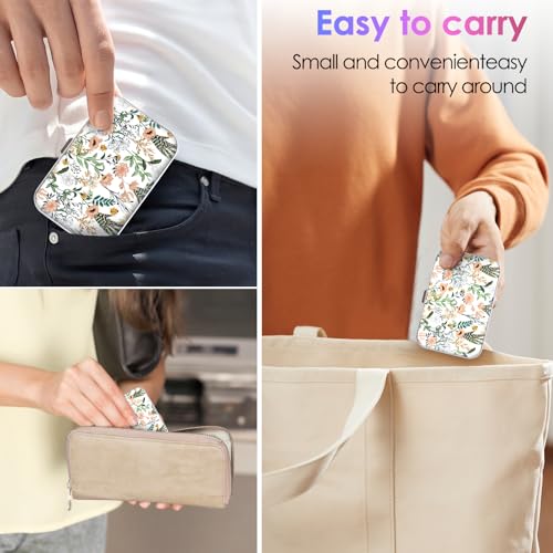 Image of Dental Floss Portable Case, Easy to Store Floss Picks of Various Sizes, Portable Dental Floss Dispenser is Perfect for Travelling, Hotels, Dinners, Appointments.White Flower