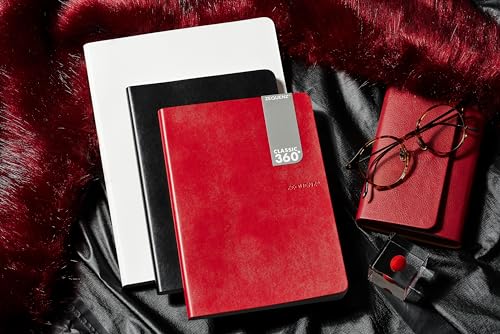 Image of Zequenz A5 Size Red Notebook Journal Squared Acid Free Paper 400 Pages 70GSM 360 Degree Flexibility 100% Handmade PU and White paper Classic Signature Series Bookmark Included