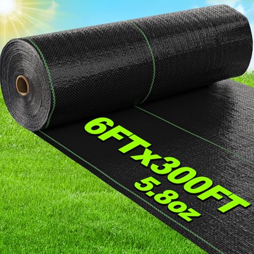 AMAGABELI GARDEN & HOME 6ft x 300ft Weed Barrier Landscape Fabric 5.8oz Garden Cloth Heavy Duty Weed Control Blocker Mat Gardening Ground Cover Non Woven Geotextile Block Fabric Driveway Underlayment