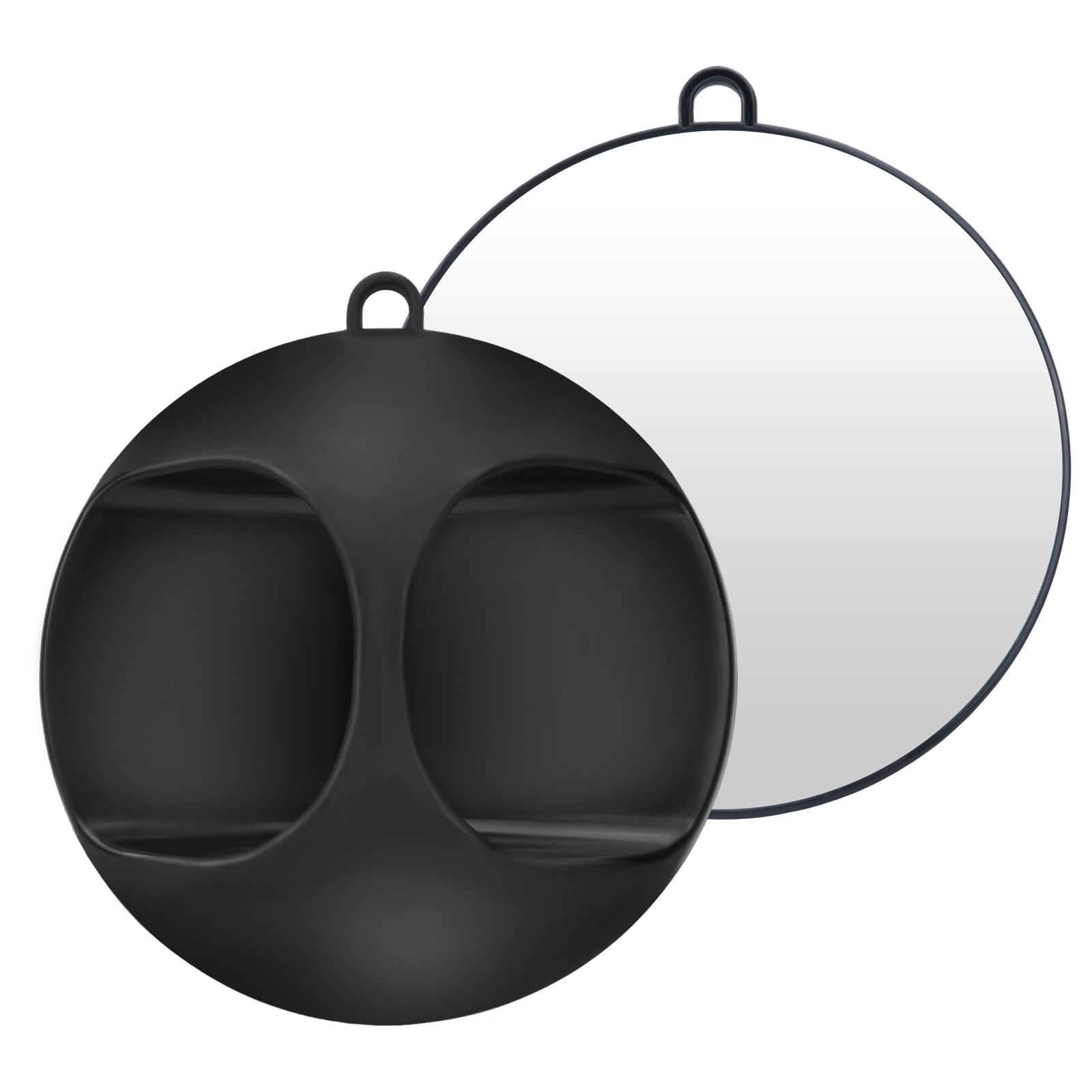 Specchio da Parrucchiere Professionale Portatile, Rotondo, 28 cm, Nero, Con Cornice, A Parete, Plastica, Per Uso Professionale e Domestico