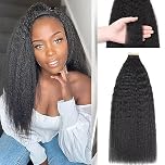 YDDM Kinky Straight Tape in Hair Extensions for Black Women - Human Hair, 16 Inch, 20 Pieces, 40g
