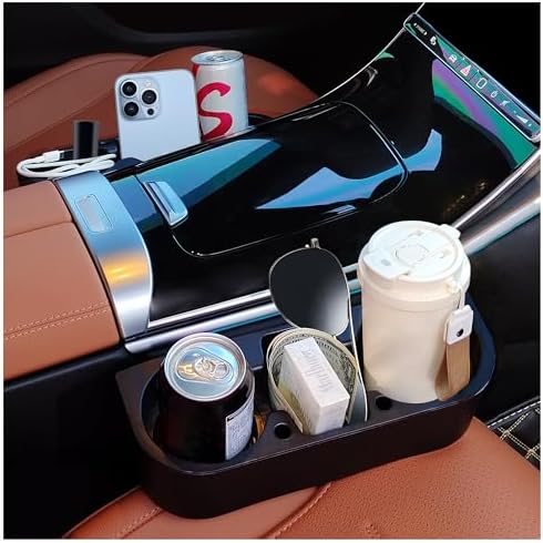 2PCS Car Seat Gap Filler with Cup Holder,Car Cup Holder Insert Provides Extra Cup Holder for Car Seat Organizer,Multifunctional Car Seat Cup Holder Keeps Car Interior Accessories Tidy