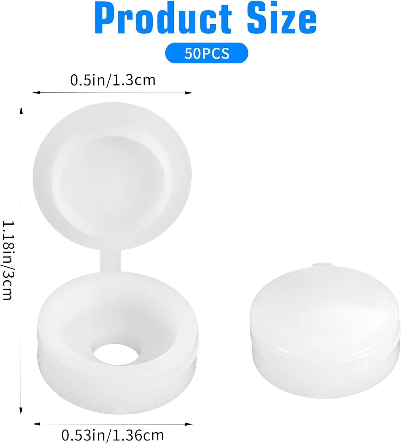 50 PCS White Screw Caps Plastic Hinged Screw Covers Fold Screws Snap On Covers Flip Tops for Screws Protection Waterproof