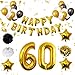 Produktbild BELLE VOUS 60 Geburtstag Dekoration - 60. Geburtstag Luftballons Happy Birthday Banner Helium Party Luftballons Zum Party Deko Frauen Männer (60 Jahre) Gold Weiße Schwarze Latex Foilen