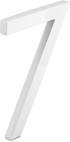 Miniatura 3 de Montague Metal Products MHN-8-F-WE1-2 Números de casa de dirección flotantes modernos de aluminio cepillado sólido, 8 pulgadas, blanco con