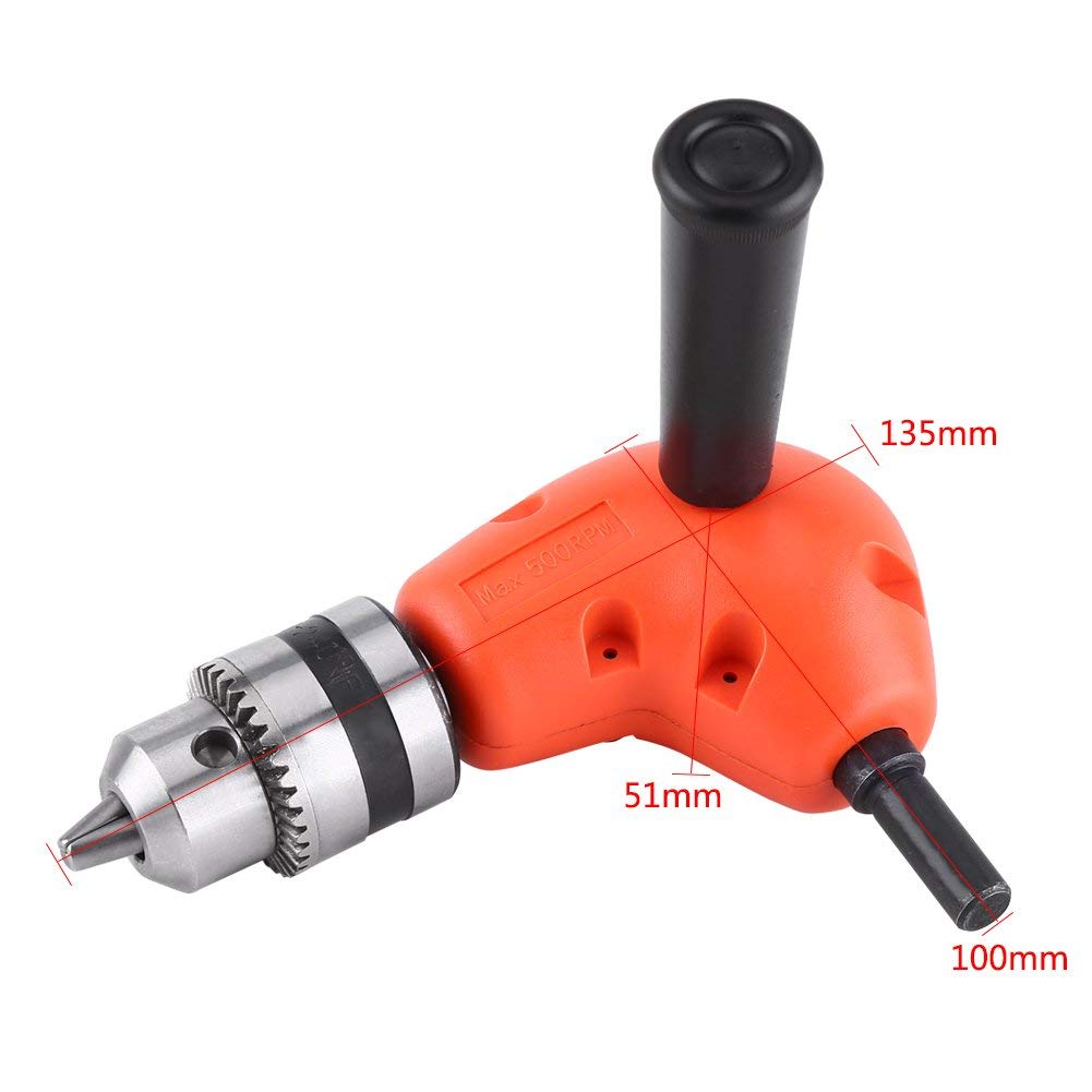 Adapter Wiertarski 90 Stopni Adapter Kątowy 9,5 Mm, Mocowanie Wiertła Kątowego Okrągły Uchwyt Wiertarka Kątowa Uchwyt Mocujący z Kluczem Wiertarskim do Wiertarki Elektrycznej