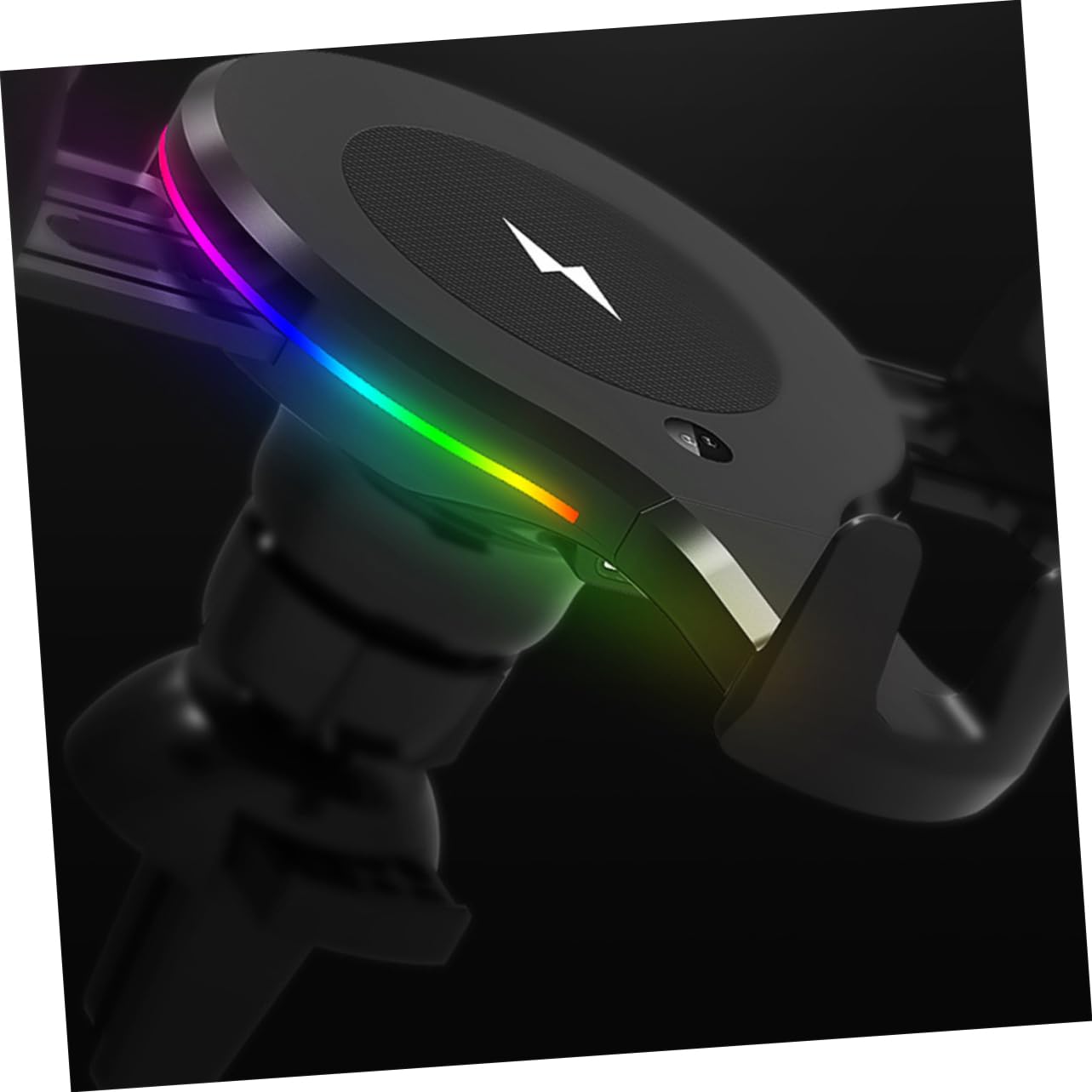 Caricabatterie Nero 10w Telefono Auto Wireless Supporto Abs Pom | Ventola e Cruscotto, Rotazione 360 Gradi, Protezione Sovraccarico e Sovratensione