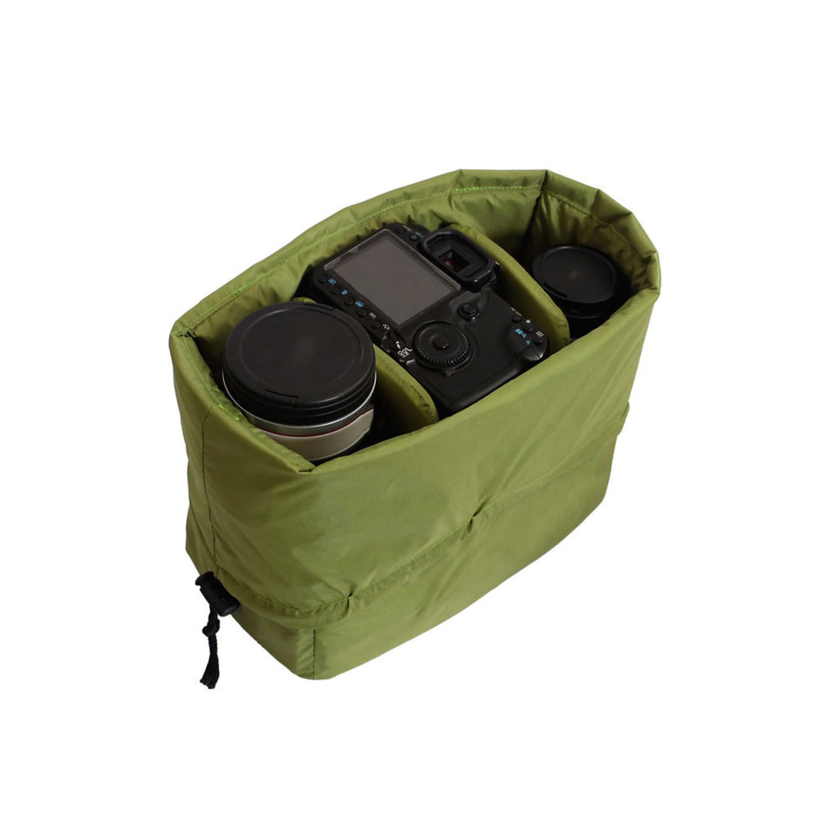 Bolsa Acolchada para Cámara Réflex, Inserto de Nailon Verde Cordón | Objetivos y Accesorios, Uso en Almacenamiento y Viaje, Formato Portátil Cierre de Cuerda