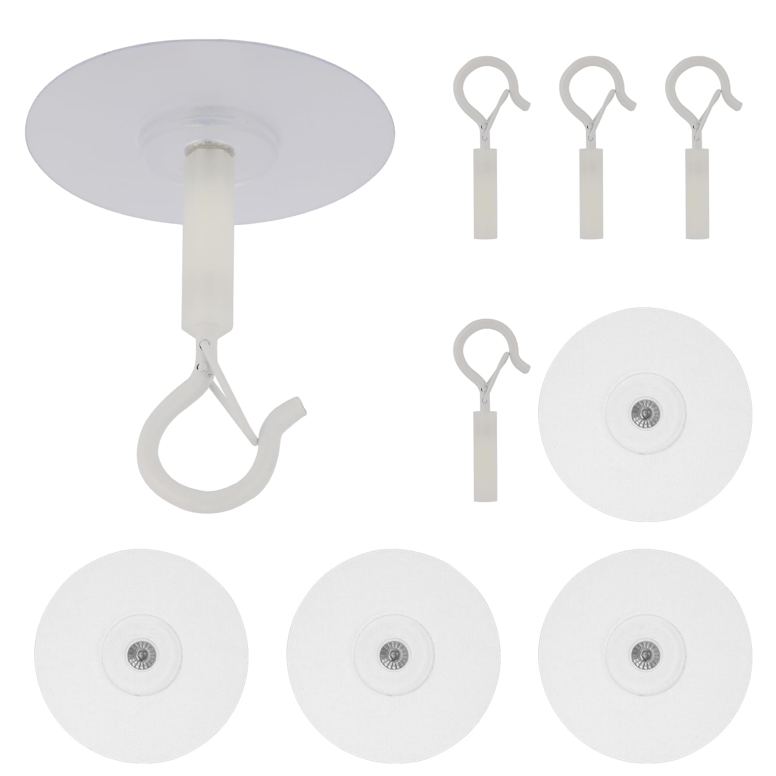 Goktvai 5pcs Self Adhesive Ceiling Hooks, No Drill Heavy Duty Stick on Ceiling Hangers for Hanging Plants Bird Feeders Lanterns Planters Wind Chimes Lights Sticky Wall Decor Decorations (White)