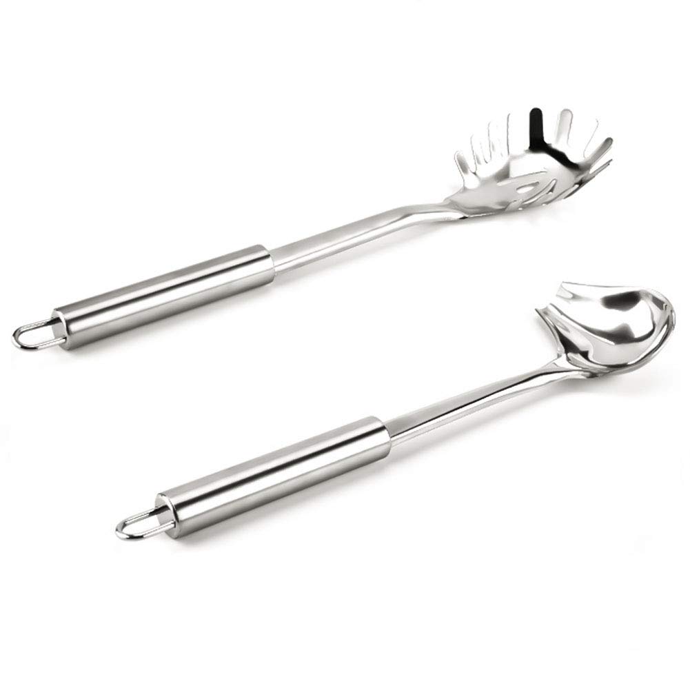 YFOXInnovative Spaghetti Spoons and Sauce Spoons are Made of Stainless Steel and are a Good Kitchen Tool.Spaghetti Spoon,Silver