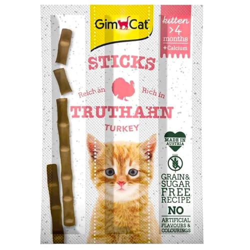 GimCat Sticks Kitten Truthahn – Softe Kaustangen mit hohem Fleischanteil und ohne Zuckerzusatz – 1 Packung (1 x 3 Sticks)