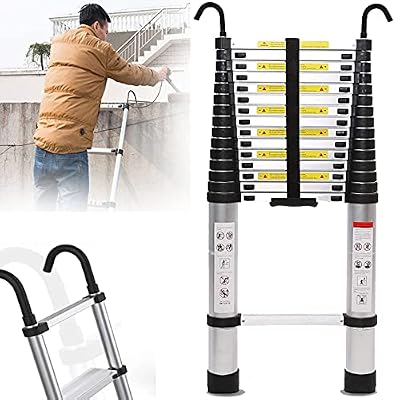YHKJLYH Aluminum Telescopic Extension Ladder Folding Step One-Button Inward Sliding Retraction 12.5Ft / 3.8M 14.5Ft/4.4M 16.5Ft/5M Multi-Use Non-Slip,2m/6.5ft
