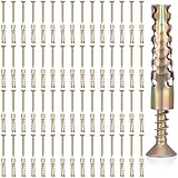 60Pcs Hollow Wall Anchors Screw in Wall Anchors Plaster Screws Repair Butterfly Drywall Anchor for Plaster Walls Wooden Concrete Walls Loose Hinge Hole Repair, Gold, Heavy Duty