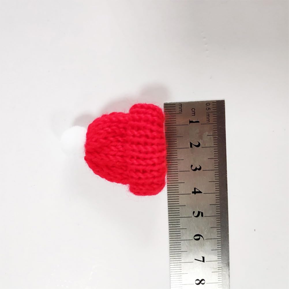 Amosfun 20pcs Mini Santa Hats for Crafts Tiny Santa Hats Christmas Mini Knit Hat Scarf Xmas Tree Ornaments Miniature DIY Hair Accessories Crafts Cute Doll Hat Jewelry Making