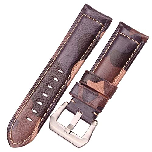 Bracelet montre cuir 22mm avec boucle acier inoxydable pour homme