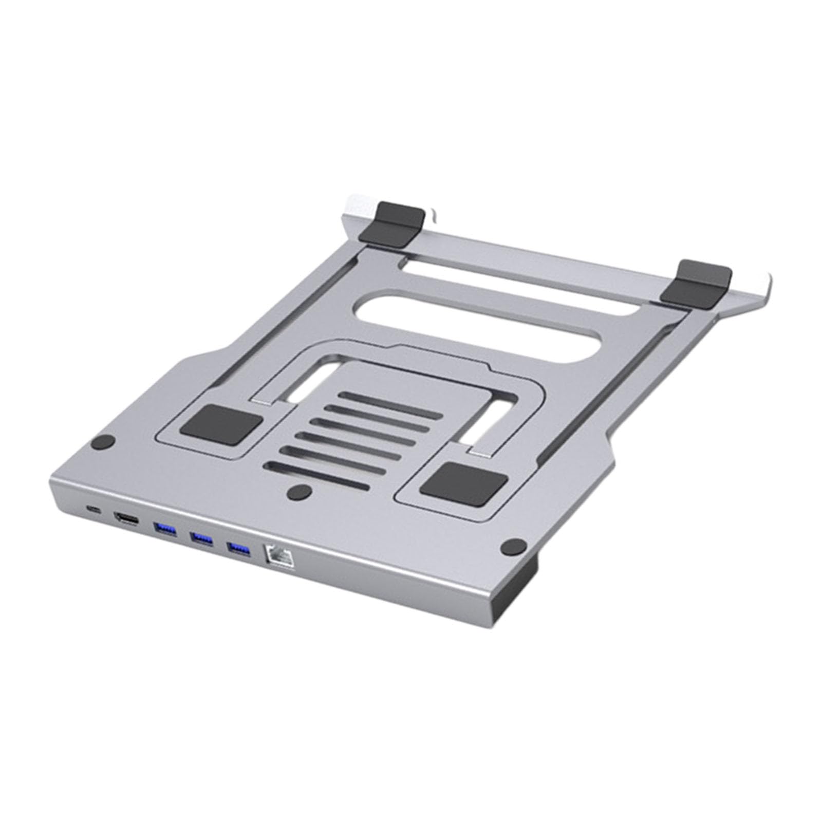 Soporte ergonómico para portátil con estaciones de acoplamiento integradas y 6 ajustes de altura para un cómodo soporte portátil con concentradores