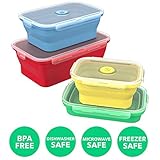 Vremi Silicone Food Storage Containers with BPA Free Airtight Plastic Lids - Set of 4 Small and Large Collapsible Meal Prep Container for Kitchen Lunch Boxes - Microwave and Freezer Safe - Image 4