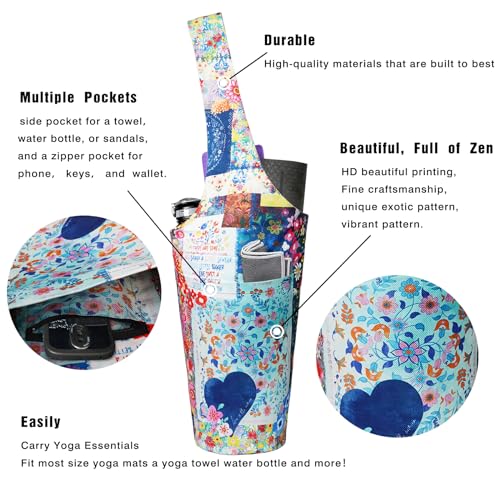 Boho Yoga Mat Carrier - Long Tote with Pockets - Holds More Accessories - Fits Most Size Mats by BagYG - Image 2
