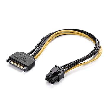 Ganix sata 15 Pin to ATX 6 Pin PCI Express Graphics Video Card Power Cable Adapter