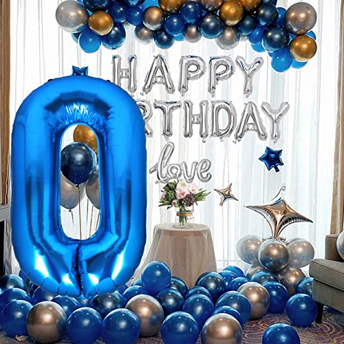 40 Inch Giant Blue Number 0 Balloon, Helium Foil Mylar Number Balloons For Birthday Party, Birthday Decorations For Kids, Anniversary Party Decorations Supplies (Blue Number 0) #TOP2