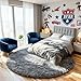 PAGISOFE Round Rug 4Ft, Grey Circle Rugs for Kids Bedroom, Fluffy Carpets for Bedroom Boys, Shaggy Living Room Rugs Small Teepee Furry Mat, Comfy Reading Nook Rug for Girls Boys Baby Room Nursery