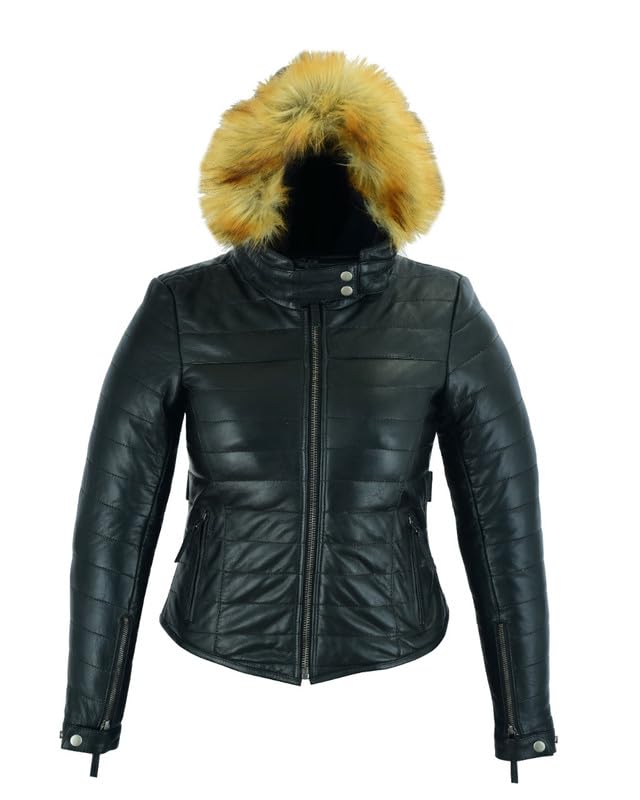 Blouson moto femme cuir Jet Arnika veste de protection souple capuche