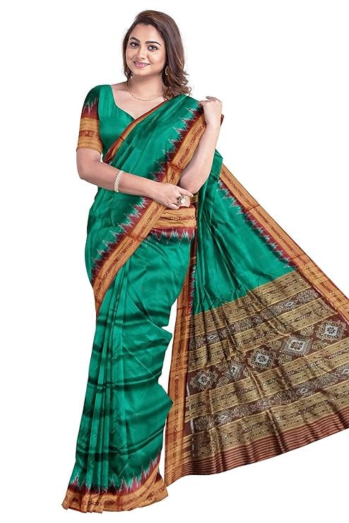 Image of Handmade Pure Bomkai Silk Saree Khandua Natural Silk Ikkat Saree For Women /Ethnic Wear /Traditonal Saree /Handloom Saree With Regular Fit Blouse Piece