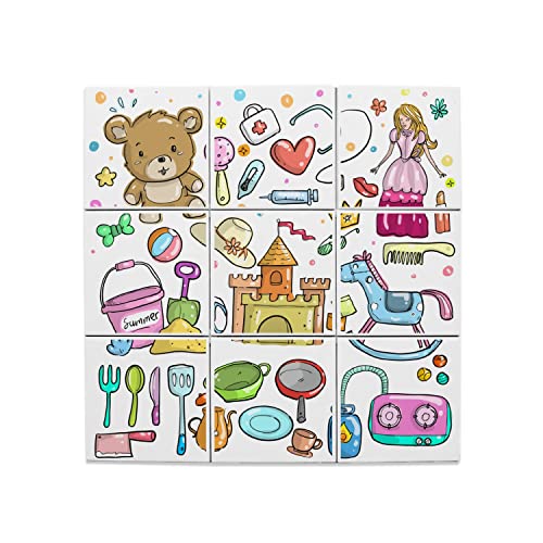 Carreaux céramique enfant 20x20 fresque murale aquarelle chateau princesse