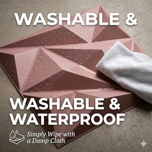 Image of Kayra Decor 3D Wall Panels - Blush Pink Waterproof PVC, Alps Design (Pack of 12, 32.34 Sq.Ft) - DIY Textured Accent Wall for Girls Bedroom, Nursery, Salon & Aesthetic Room Decor