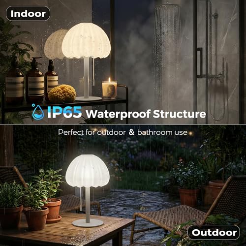Image of Waterproof Rechargeble Shower Lamp, Outdoor Cordless Table Lamp with 16 Color Changeable, Dimmable Touch Lamp for Inside Shower with Remote Control, LED Night Light for Bathroom, Restaurant - Gray