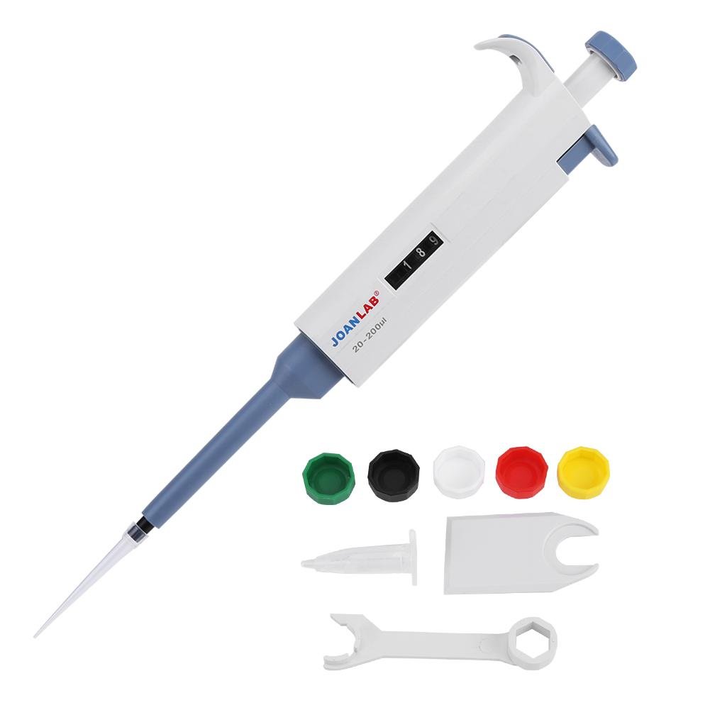 Pipeta de un solo canal ajustable manual con área de visualización digital herramienta de laboratorio 20~200 ul