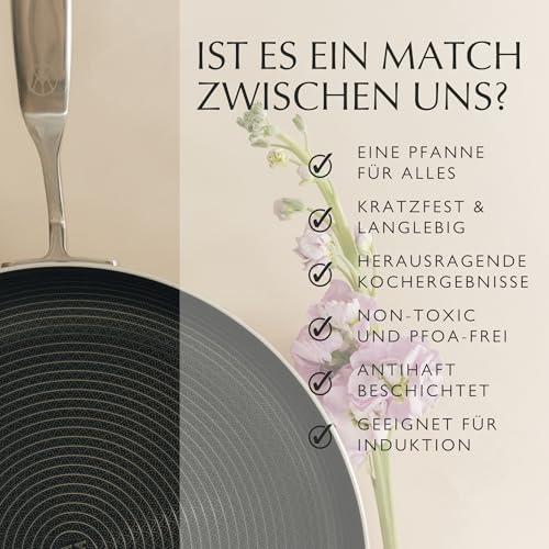 Foto von NAKOA Pfanne mit kratzfester Antihaftbeschichtung 28 cm I Non-Toxic PFOA-frei I Bratpfanne mit Kaltgriff I geeignet für Induktion & alle Herdarten & Backofen I Spülmaschinenfest, (NAKOANEP003)