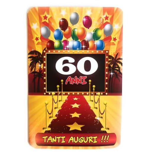 NARAMAKI® - Tarjeta de felicitación de cumpleaños de 60 años con mensaje y bolsa para cartas (cumpleaños 60 años)