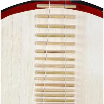 Yueqin Chinese Moon Lute Hand-Plucked Traditional Yueqin with 4 Strings, Short Fretted Neck & Round Soundbox, Hardwood Body, Folk/Opera Musical Instrument