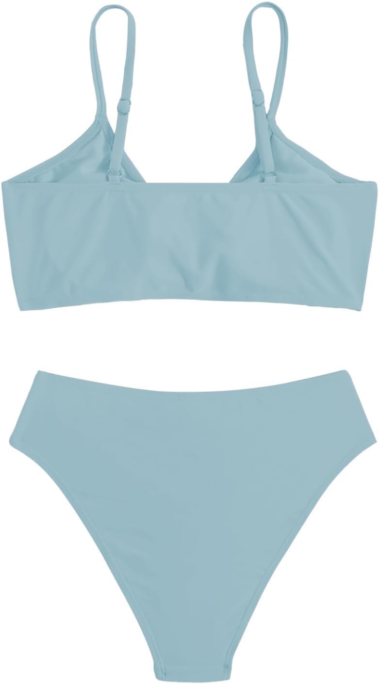 QJQ Girl's 2 Piece Swimsuits Disty Floral Ring Linked Bathing Suit Cute Bikini Sets