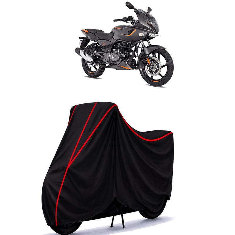 Image of Bajaj Pulsar 180F BS6 Water Resistant Bike Cover for All Motorcycles & Rain | Heavy Duty Taffeta Fabric | UV Protection, Dustproof, Scratchproof | All Weather Two Wheeler Cover with Elastic Bottom