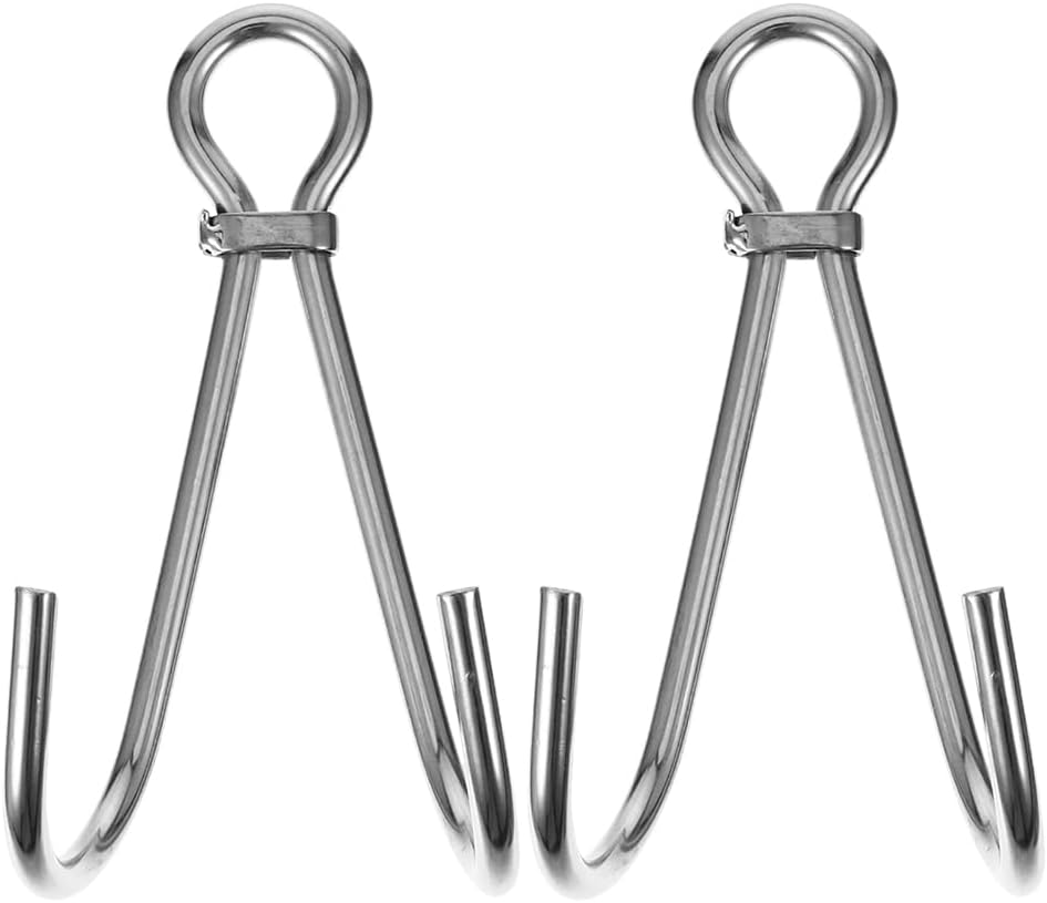 Stainless Steel Double Hook 5.11 Inch Portable Diving Hook Scuba Reef Anchor for Underwater Use and Boat Maintenance