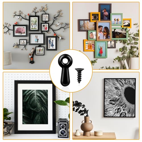 Image of OPASYO Metal Picture Frames Turn Button Fasteners,120 PCS Picture Framing Supplies with 120Pieces Screws,Picture Frame Backing Clips for Hold Photo Picture Poster Painting in Frame Picture (Black)