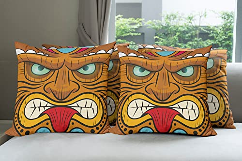 Ambesonne Tiki Bar Decorative Throw Pillow Case Pack of 4,