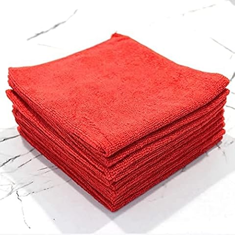 Pegasus Textiles Microfibre Cloth 10-Piece, 40 cm x 40 cm Size, Red Cover