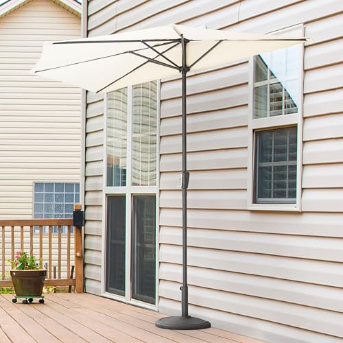 Image of NUU GARDEN Round Patio Umbrella Base, Weighted Umbrella Base with Hand-turn Knob, for Garden, Backyard, Poolside