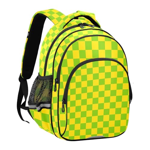 Yellow and Green Buffalo Checkered Toddler Backpack for Prechool Boys Girls 3-8 Years Mini Bookbag S2