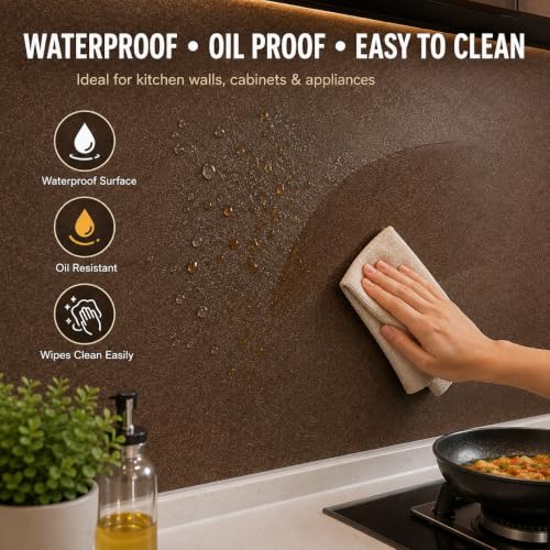 Image of TOTAL HOME Brown Textured Wallpaper for Wall & Furniture | Self Adhesive, Waterproof, Oil Proof PVC Peel and Stick Contact Paper for Almirah, Cupboard, Wardrobe, Bedroom, Living Room (60cm x 3m)